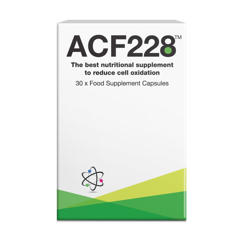 ACF228 product packaging for cell oxidation reduction dietary supplements
