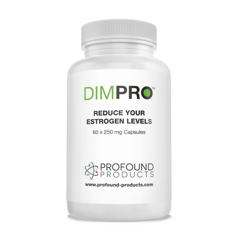 DIMPRO Estrogen level reduction supplement product packaging