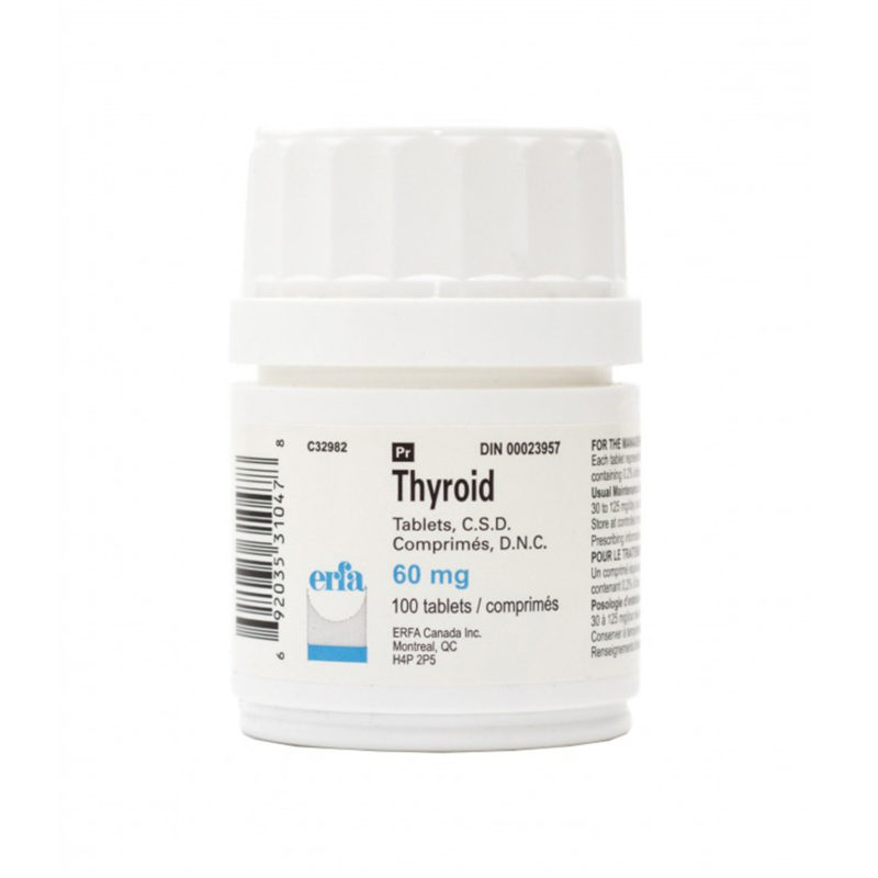 White product packaging for Thyroid tablets