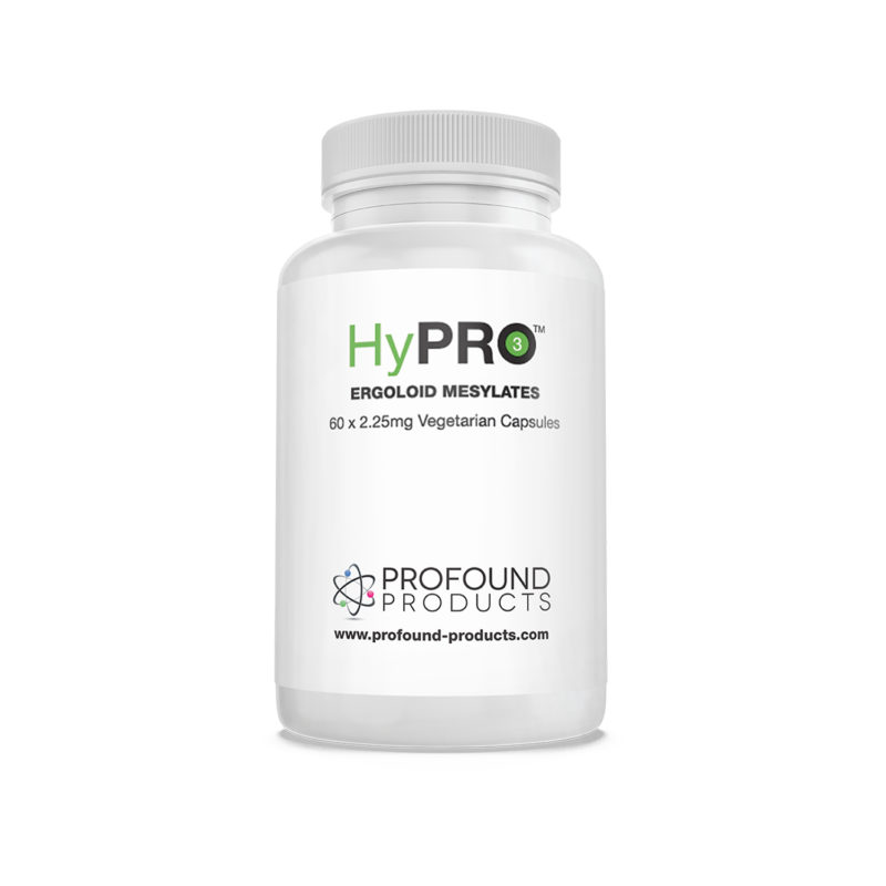 HyPRO Ergoloid Mesylates Capsules in a white container