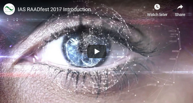 YouTube video screenshot of an eye with a title IAS RAADfest 2017 Introduction