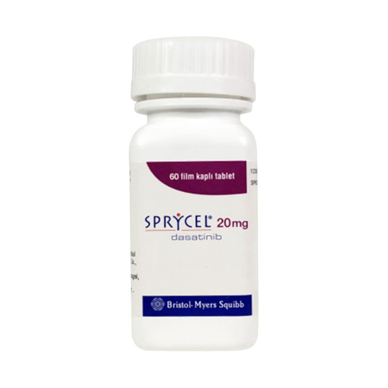 Sprycel Dasatinib product packaging for 60 tablets