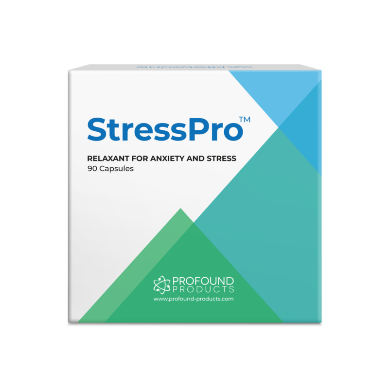 StressPRO relaxant for anxiety and stress product packaging