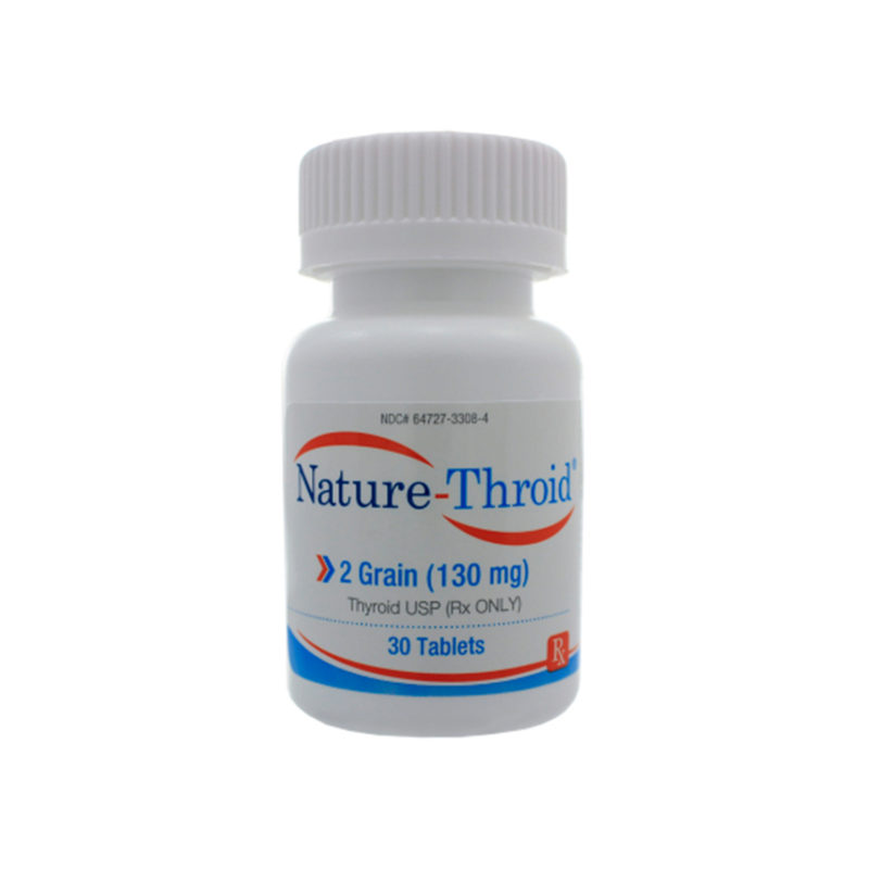 Nature-Throid white tablet product packaging in blue and orange with white background