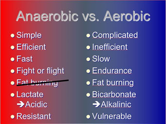 A comparison between the anaerobic and aerobic energy production systems