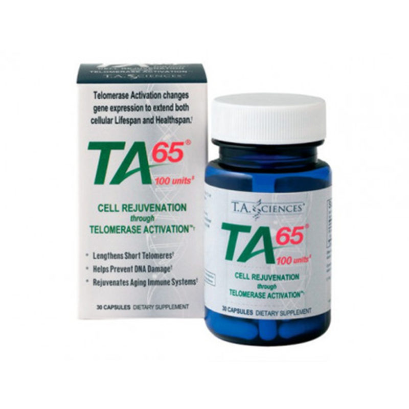 TA65 product packaging for Cell Rejuvenation dietary supplement
